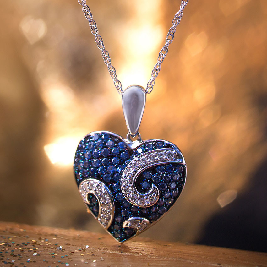 Sparkling Spiral Heart Gemstone Pendant