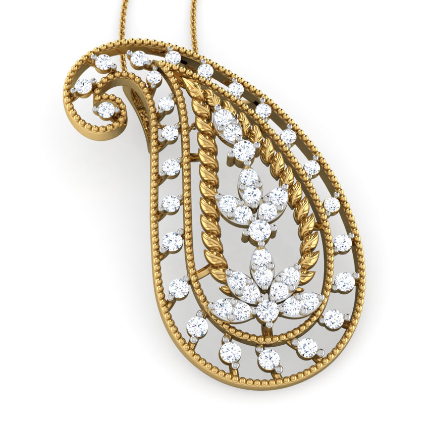 Deco Diamond Paisley Pendant