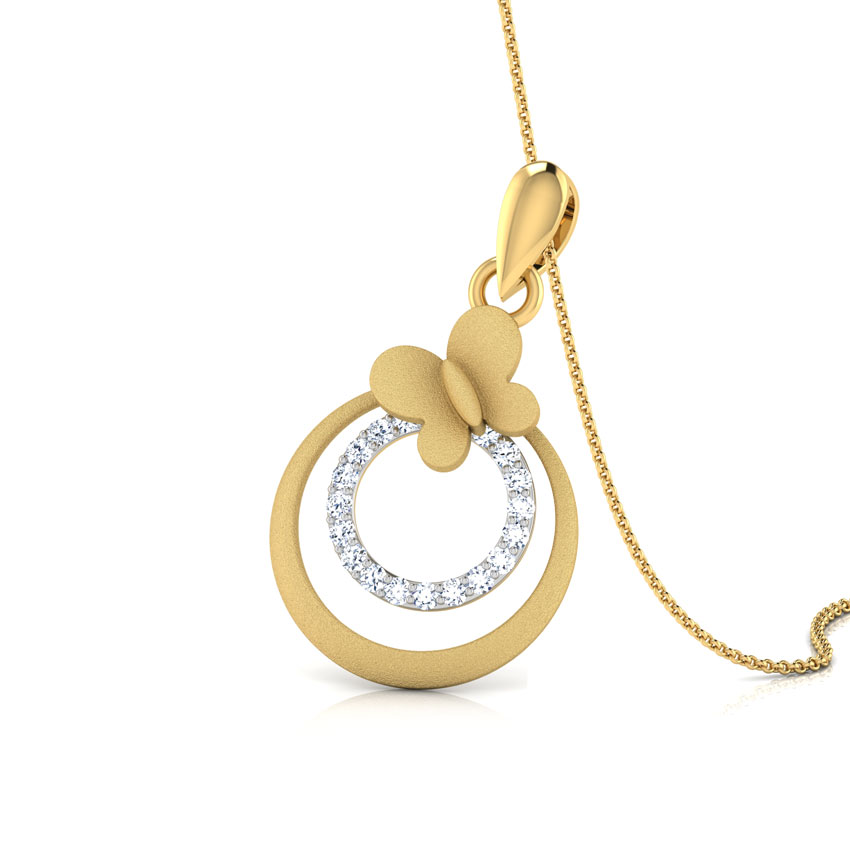 Diamond Pendants 18 Karat Yellow Gold Classic Butterfly Diamond Pendant