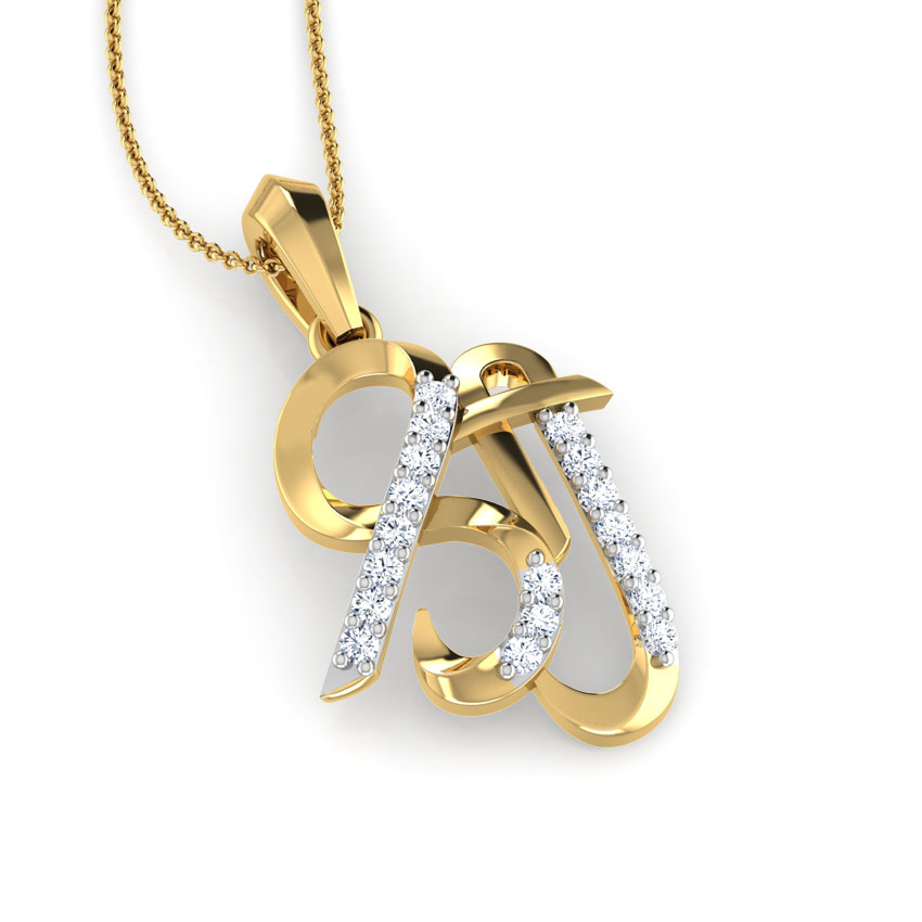 Diamond Pendants 18 Karat Yellow Gold Shree Diamond Pendant