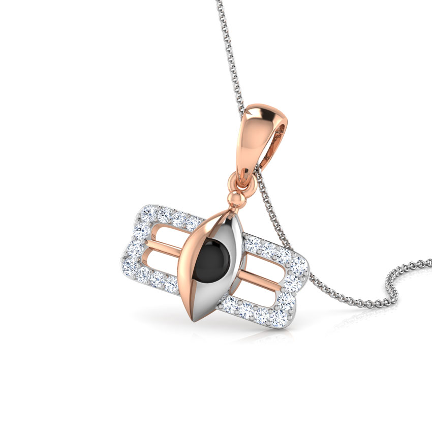 Diamond Pendants 18 Karat Rose Gold Lord Shiva Third Eye Diamond Pendant