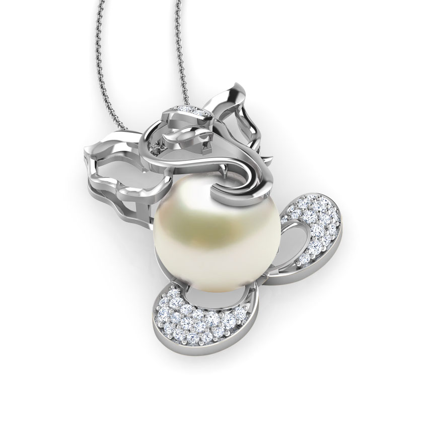 Cut-Out Ganesha Pearl Pendant Cut-Out Ganesha Pearl Pendant