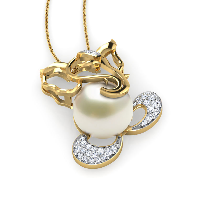 Cut-Out Ganesha Pearl Pendant