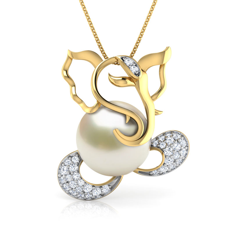 Cut-Out Ganesha Pearl Pendant