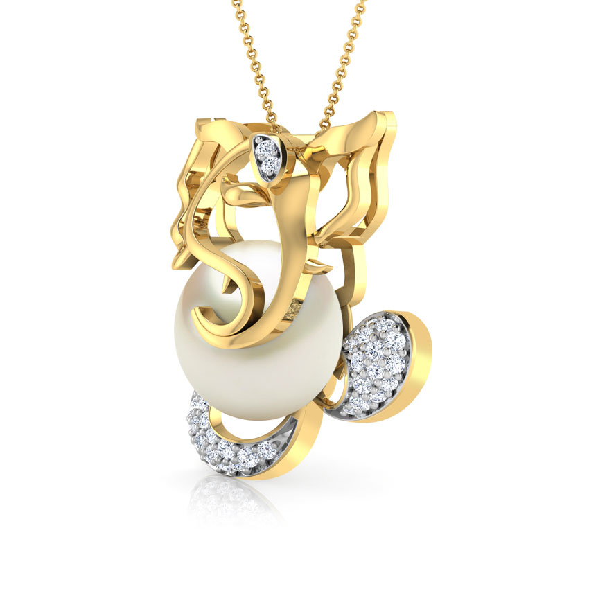 Cut-Out Ganesha Pearl Pendant
