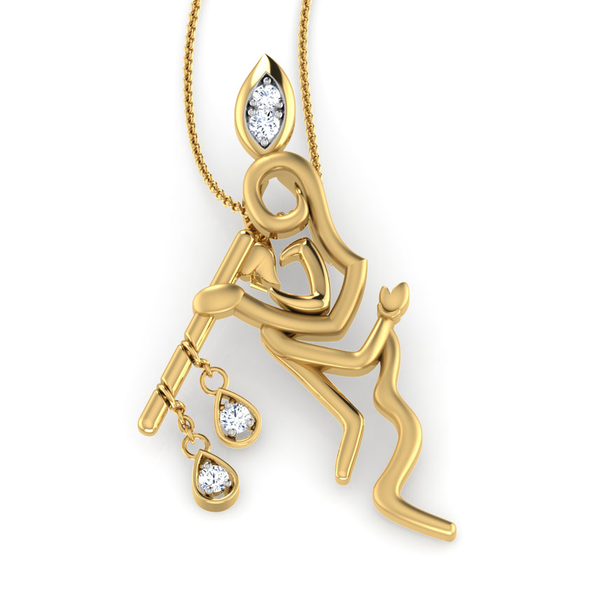 Krishna with Flute Diamond Pendant