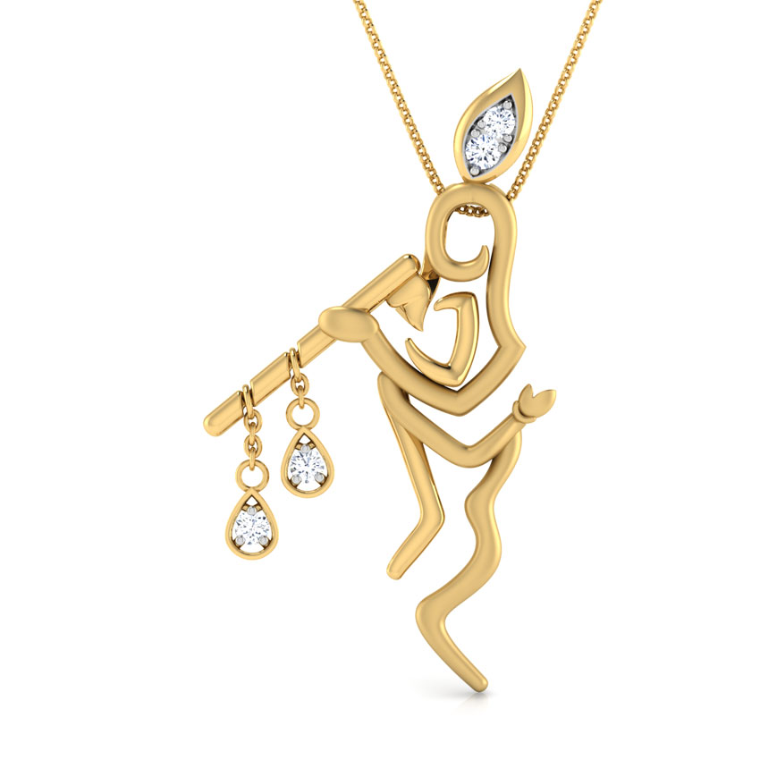 Krishna with Flute Diamond Pendant