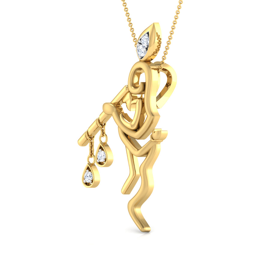 Krishna with Flute Diamond Pendant