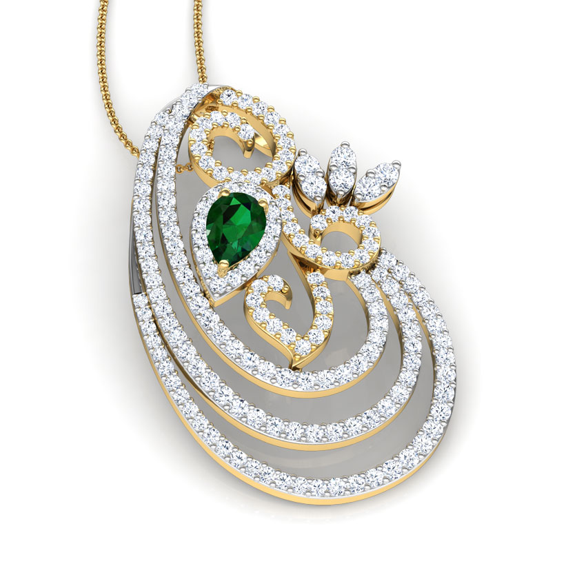 Curvy Scroll Gemstone Pendant