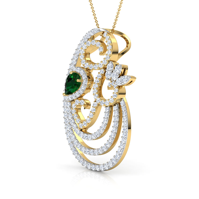 Curvy Scroll Gemstone Pendant