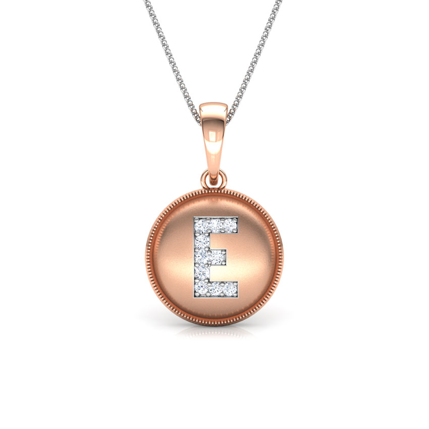 Diamond Pendants 18 Karat Rose Gold Alphabet E Diamond Pendant