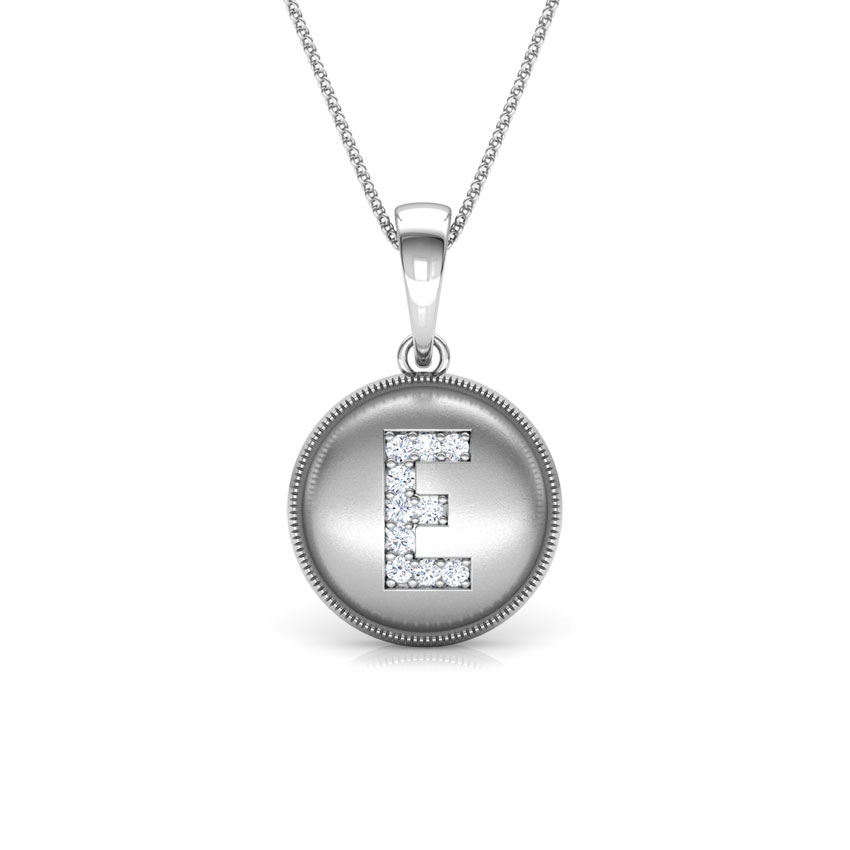 Diamond Pendants 14 Karat White Gold Alphabet E Diamond Pendant