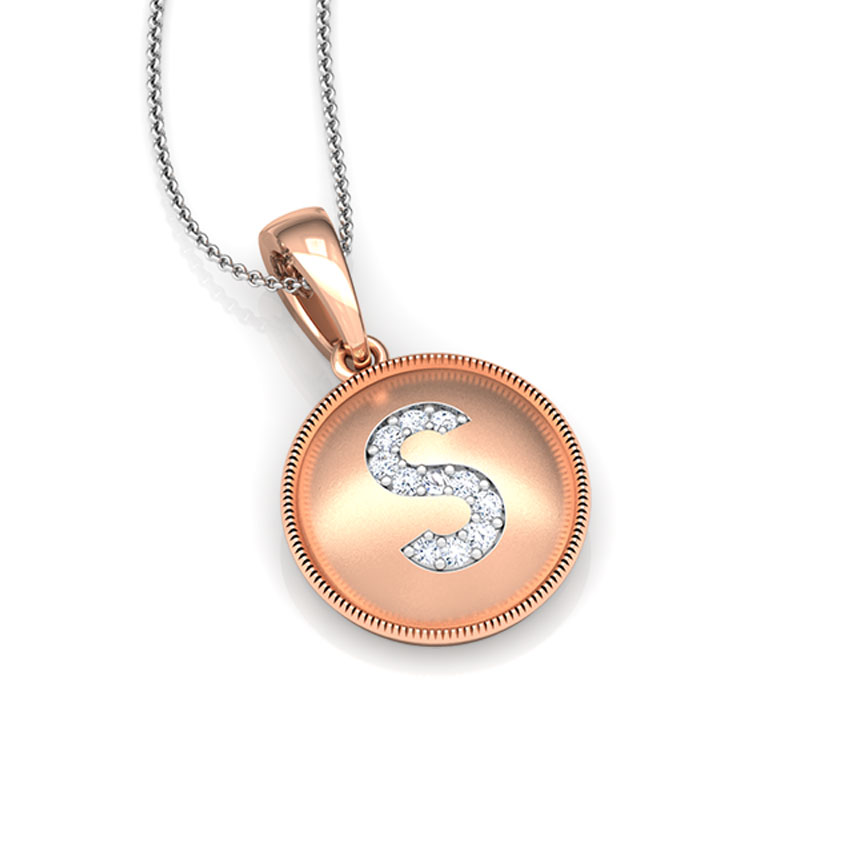 Diamond Pendants 18 Karat Rose Gold Alphabet S Diamond Pendant