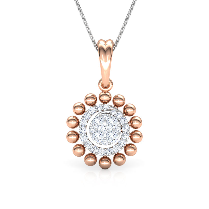Diamond Pendants 18 Karat Rose Gold Halo Beads Diamond Pendant