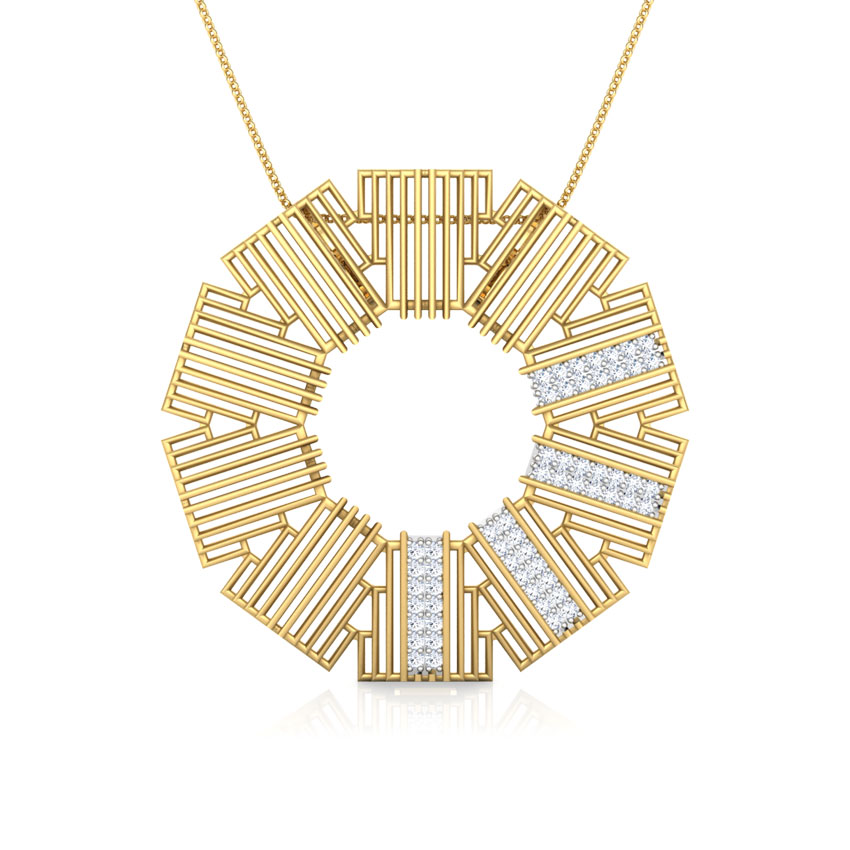 Diamond Pendants 18 Karat Yellow Gold Eros Stepped Circular Diamond Pendant