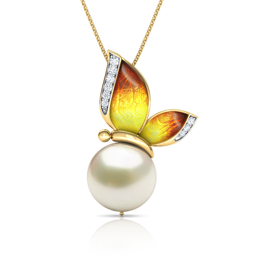 Perched Orange Butterfly Pendant