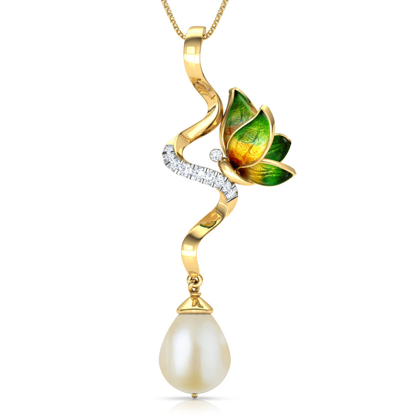 Ribbon Drop Green Butterfly Pendant