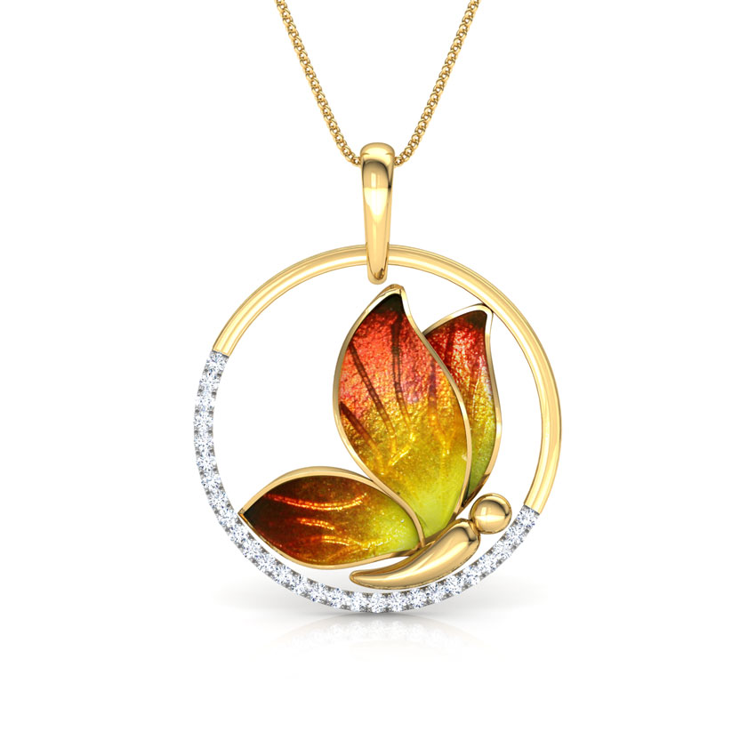 Encircle Orange Butterfly Pendant