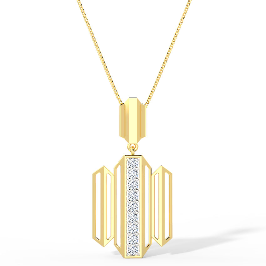 Diamond Pendants 18 Karat Yellow Gold Eros Zigzag Tier Diamond Pendant