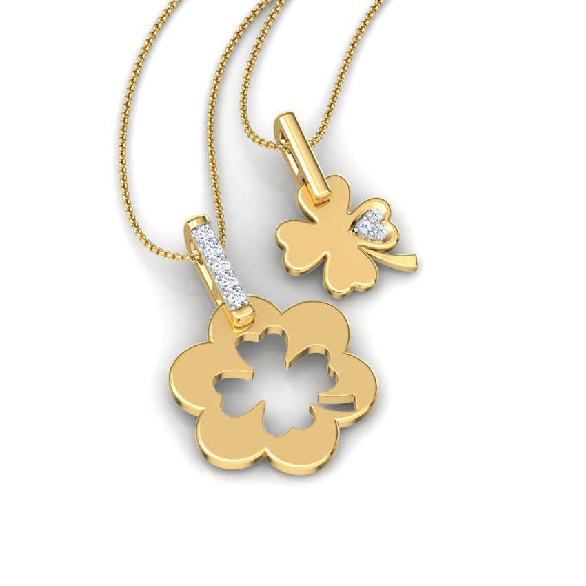 Clover Mother and Daughter Duo Diamond Pendant