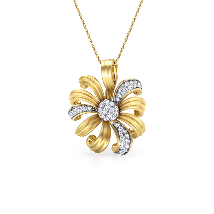 Diamond Pendants 18 Karat Yellow Gold Daisy Bloom Diamond Pendant