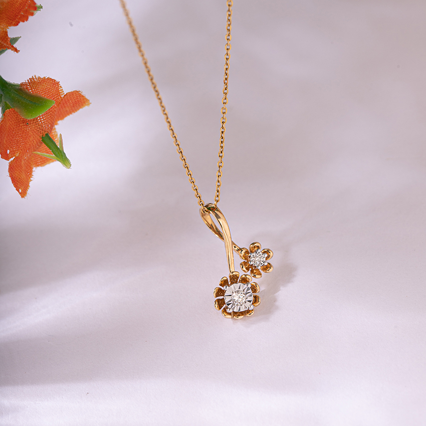 Duo Floret Diamond Pendant