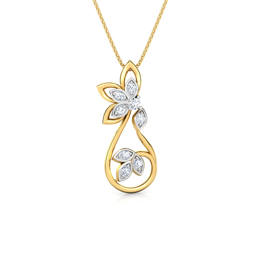 Diamond Pendants 18 Karat Yellow Gold Glinting Petals Pendant