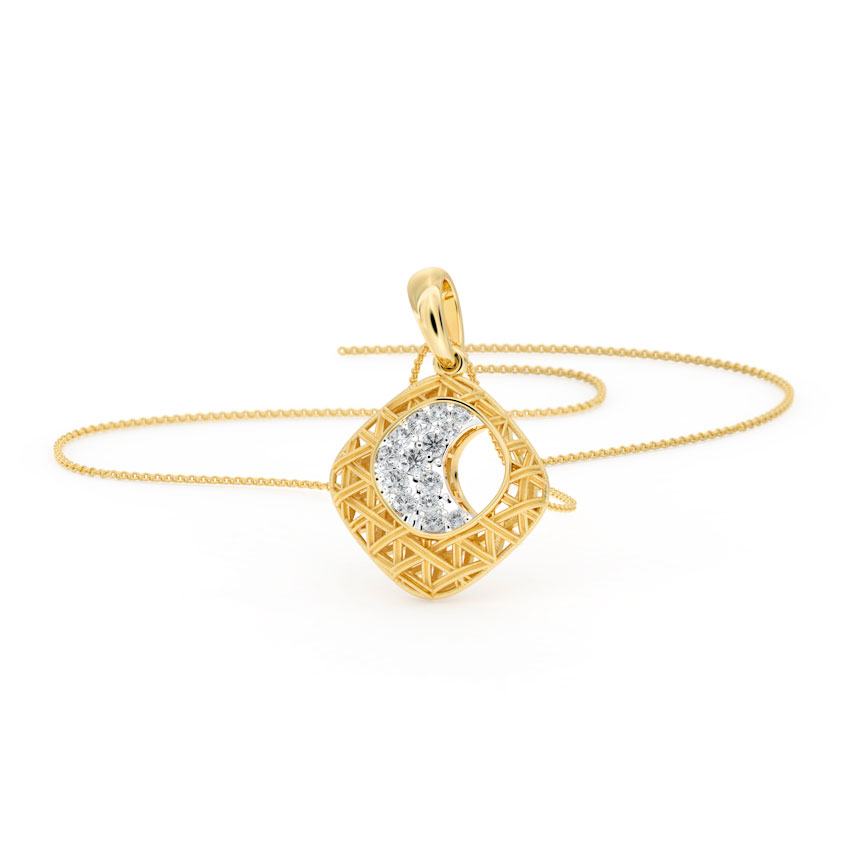 Diamond Pendants 18 Karat Yellow Gold Modish Interlaced Diamond Pendant