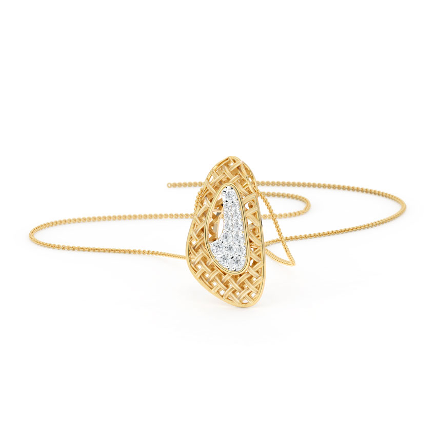 Diamond Pendants 18 Karat Yellow Gold Asymmetric Twill Diamond Pendant