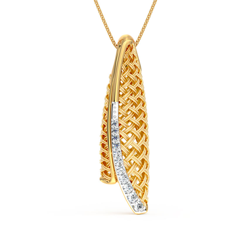 Diamond Pendants 18 Karat Yellow Gold Sheathe Twill Diamond Pendant