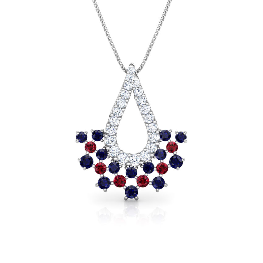 Diamond,Gemstone Pendants 18 Karat White Gold Veda Vibrant Gemstone Pendant