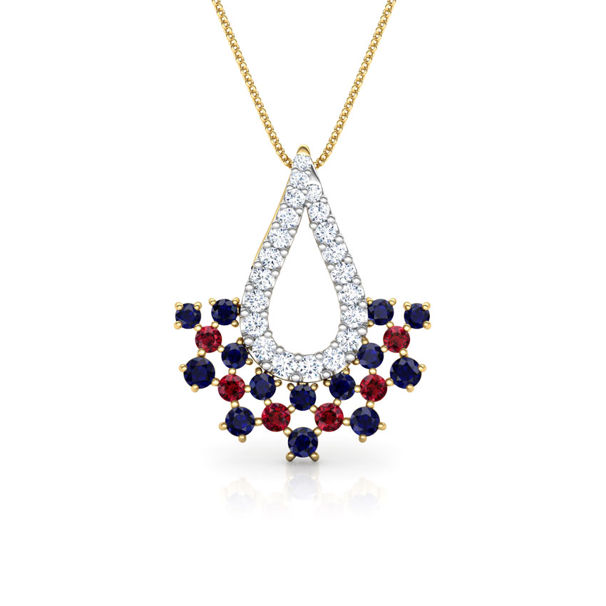 Diamond,Gemstone Pendants 18 Karat Yellow Gold Veda Vibrant Gemstone Pendant