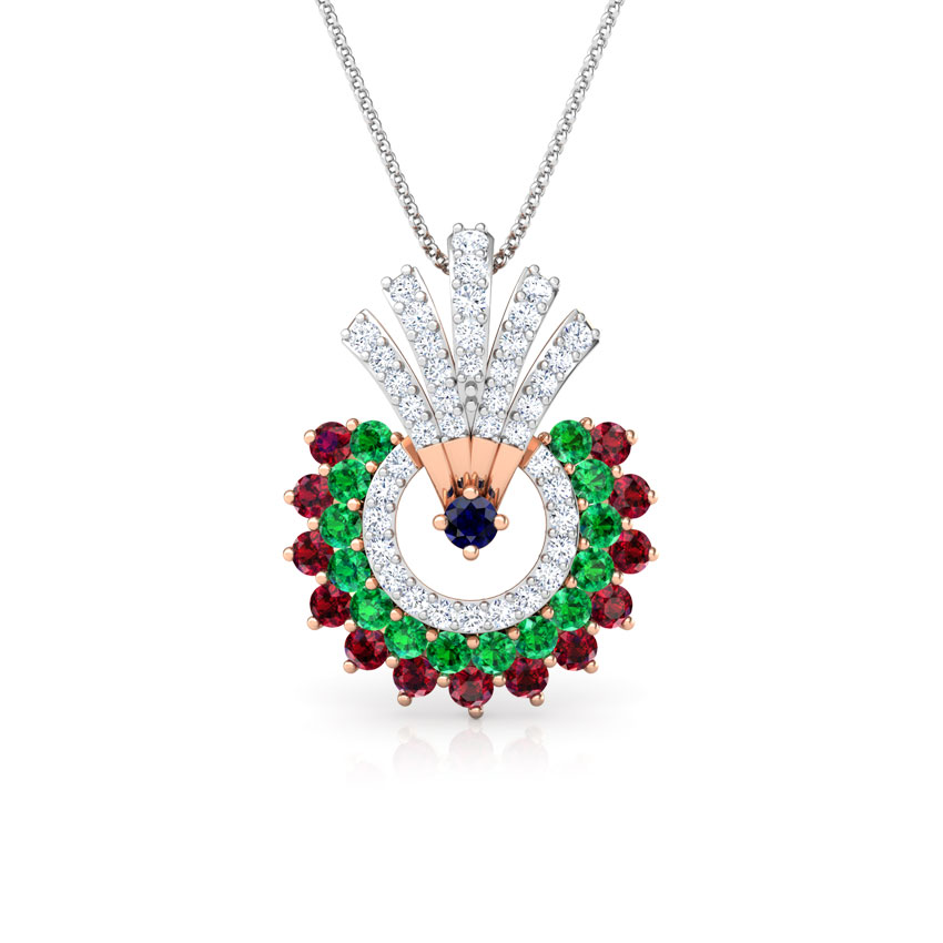 Diamond,Gemstone Pendants 18 Karat Rose Gold Hrishita Vibrant Gemstone Pendant