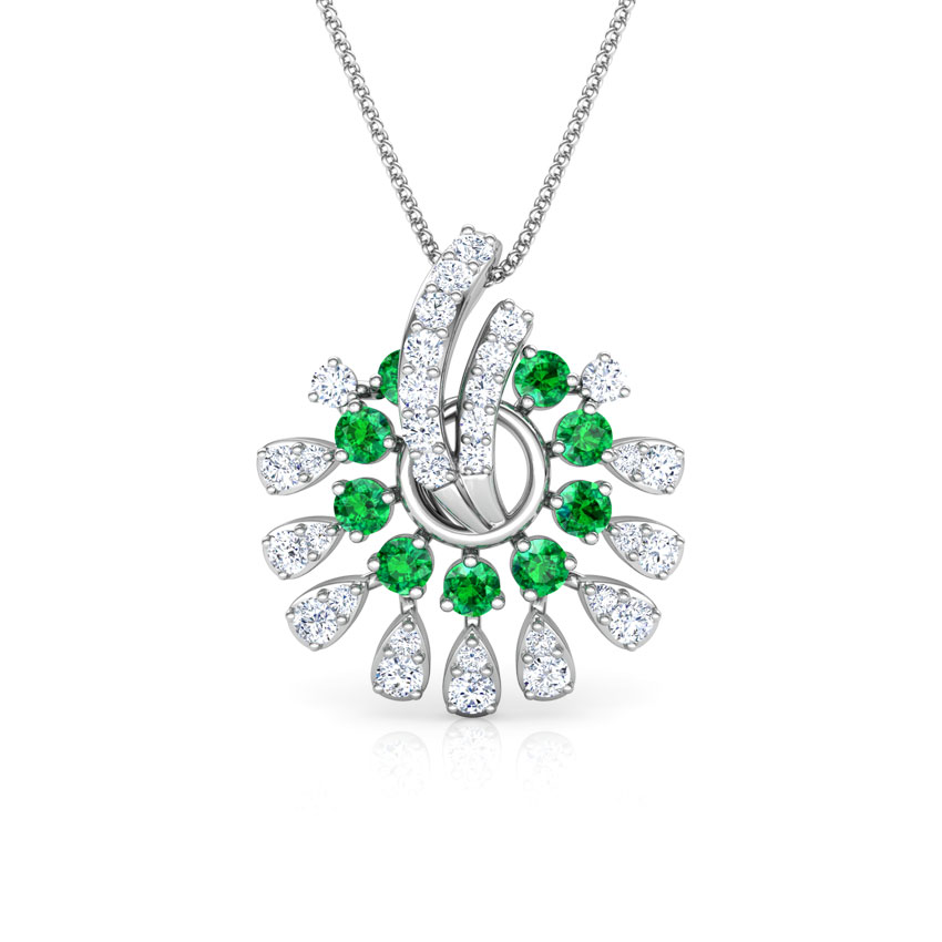 Diamond,Gemstone Pendants 18 Karat White Gold Mahika Vibrant Gemstone Pendant