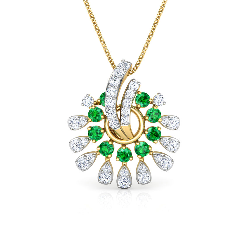 Diamond,Gemstone Pendants 18 Karat Yellow Gold Mahika Vibrant Gemstone Pendant