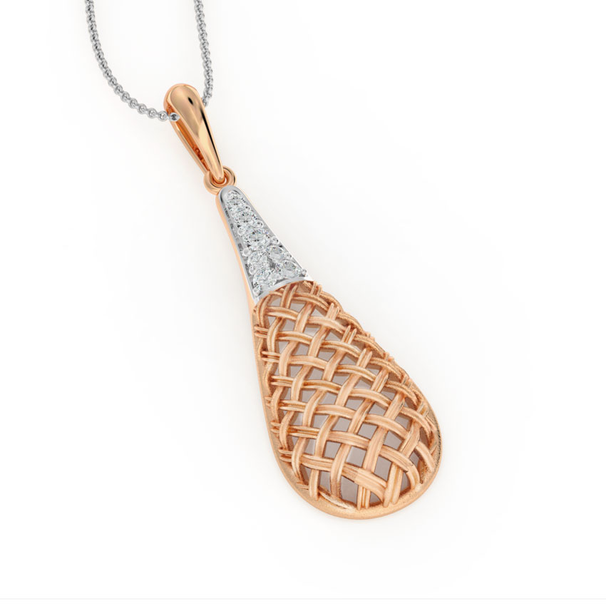 Diamond Pendants 14 Karat Rose Gold Drop Twill Diamond Pendant