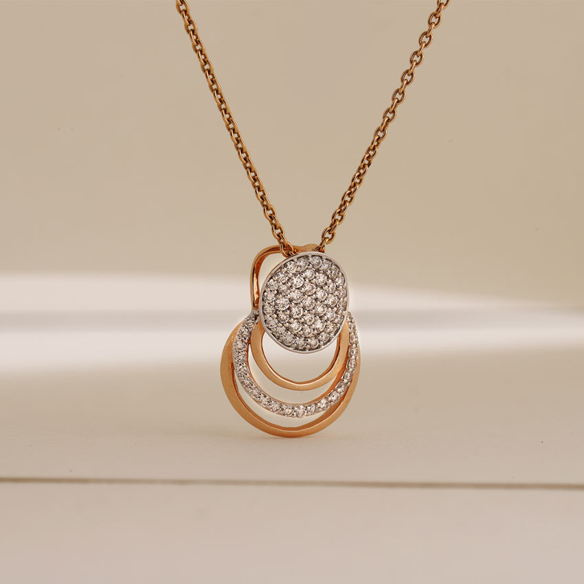 Diamond Pendants 18 Karat Rose Gold Echo Ovate Pendant