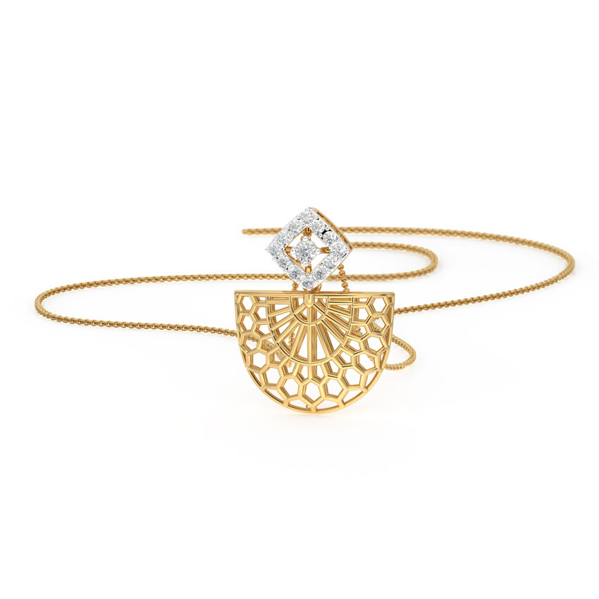Diamond Pendants 18 Karat Yellow Gold Flare Mesh Diamond Pendant