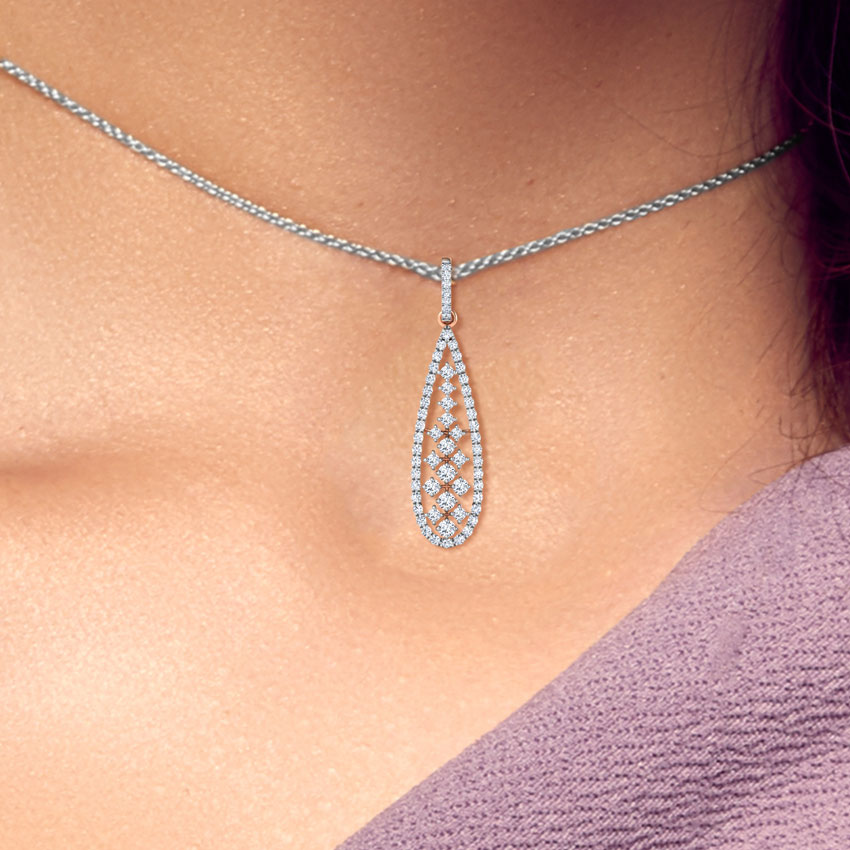 Pear Lattice Diamond Pendant