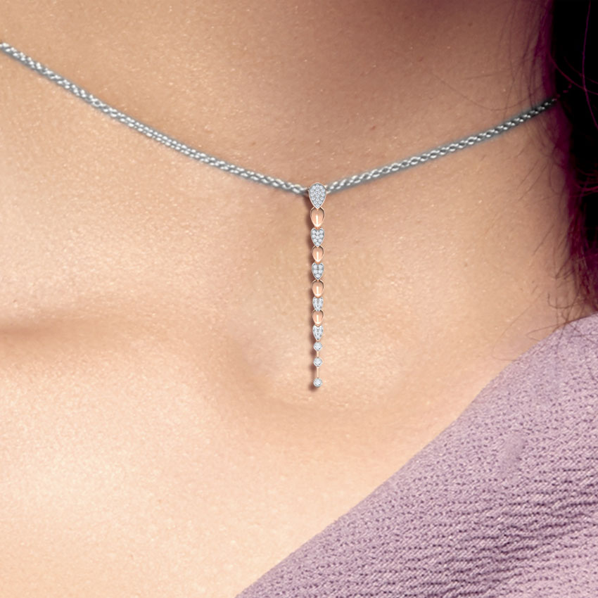 Diamond Pendants 18 Karat Rose Gold Pear Journey Diamond Pendant