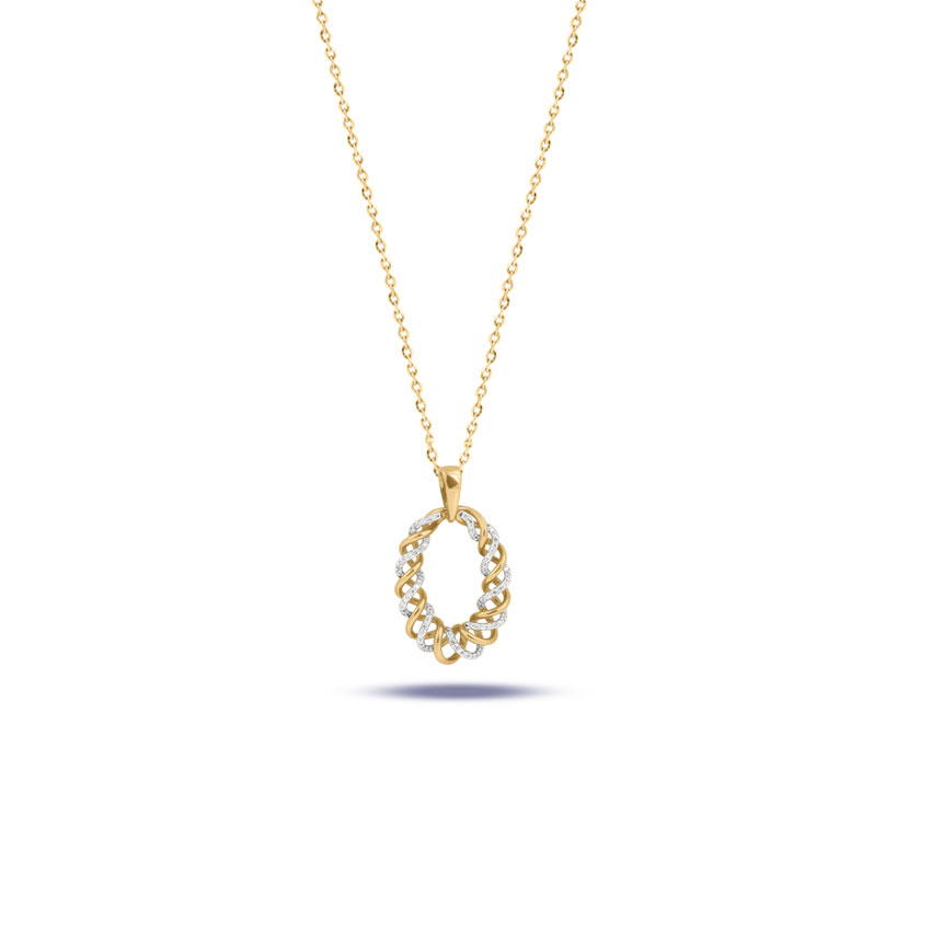 Diamond Pendants 18 Karat Yellow Gold Graceful Entwined Diamond Pendant