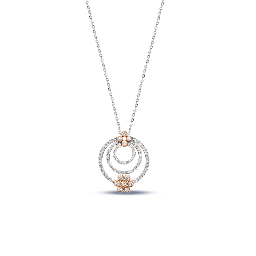 Diamond Pendants 18 Karat Two Tone Gold Morgan Blooming Necklace
