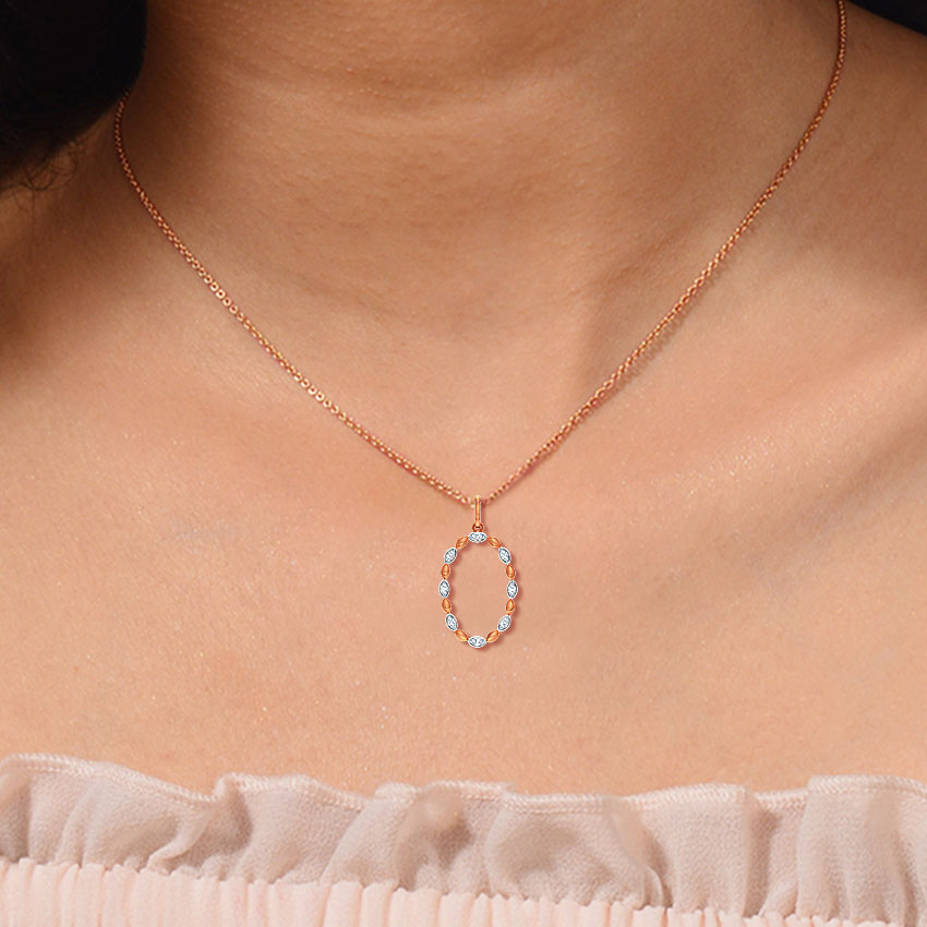 Diamond Pendants 14 Karat Rose Gold Oval Halo Diamond Pendant