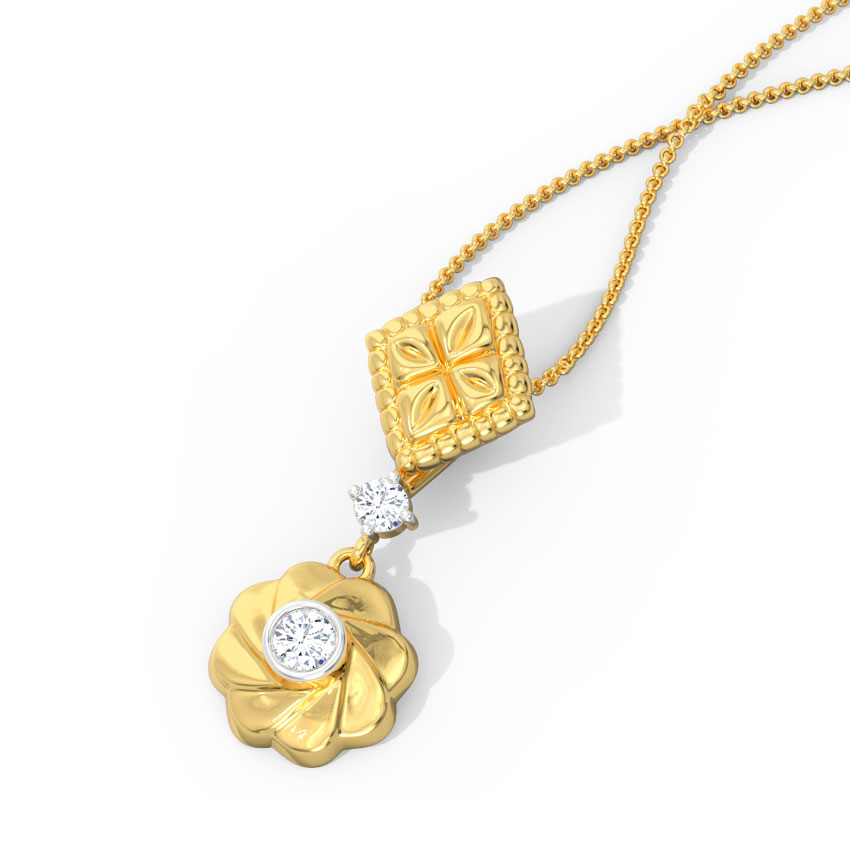 Diamond Pendants 18 Karat Yellow Gold Lekha Bloom Diamond Pendant