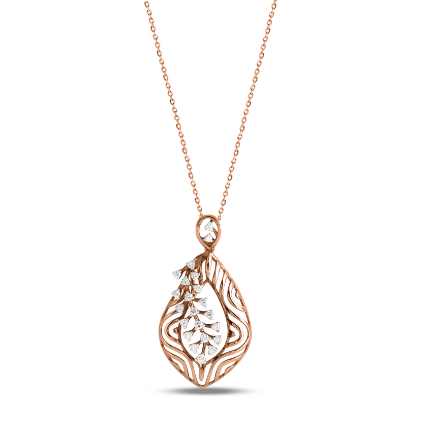 Diamond Pendants 18 Karat Rose Gold Piece of Bling Diamond Pendant