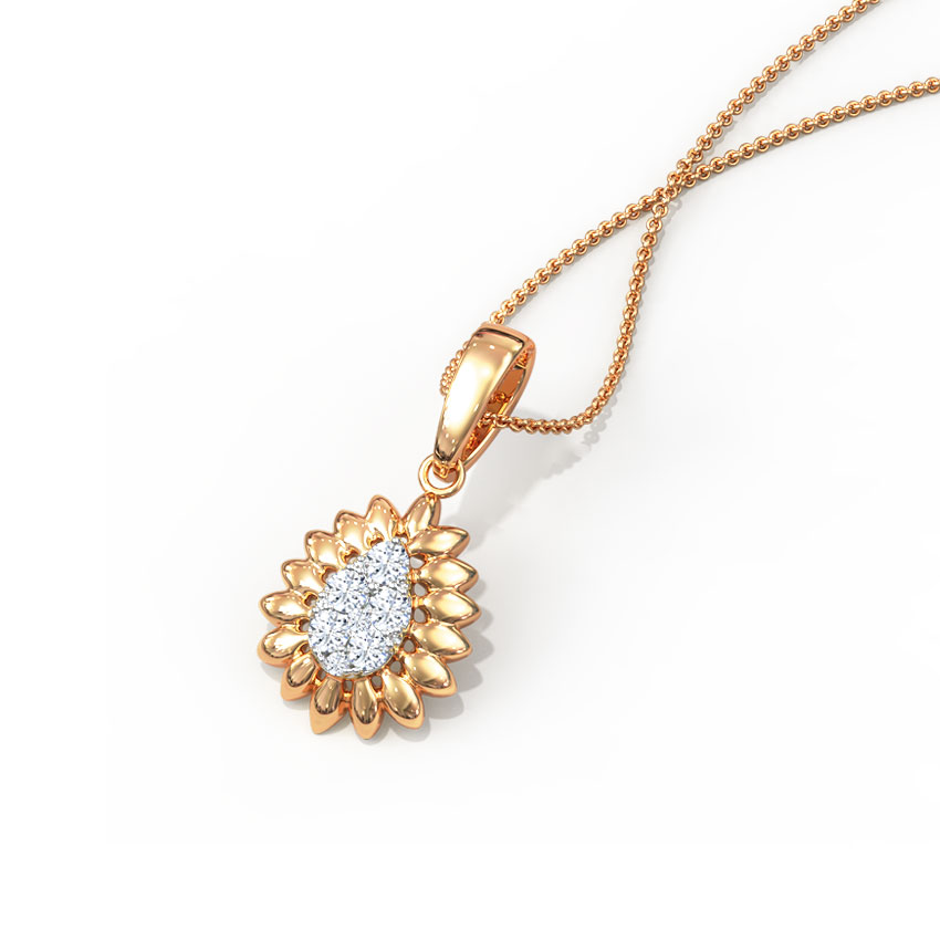 Diamond Pendants 18 Karat Rose Gold Sunrays Cluster Diamond Pendant