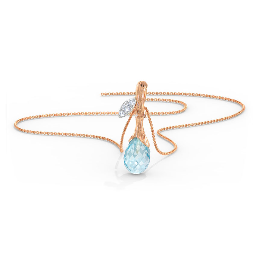 Diamond,Gemstone Pendants 14 Karat Rose Gold Delicate Dewdrops Gemstone Pendant