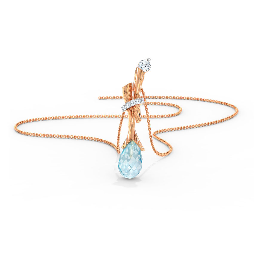 Diamond,Gemstone Pendants 14 Karat Rose Gold Offshoot Dewdrops Gemstone Pendant