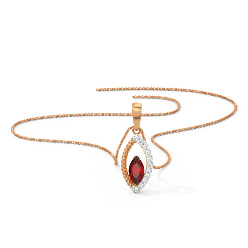 Diamond,Gemstone Pendants 18 Karat Rose Gold Rouge Marquise Gemstone Pendant
