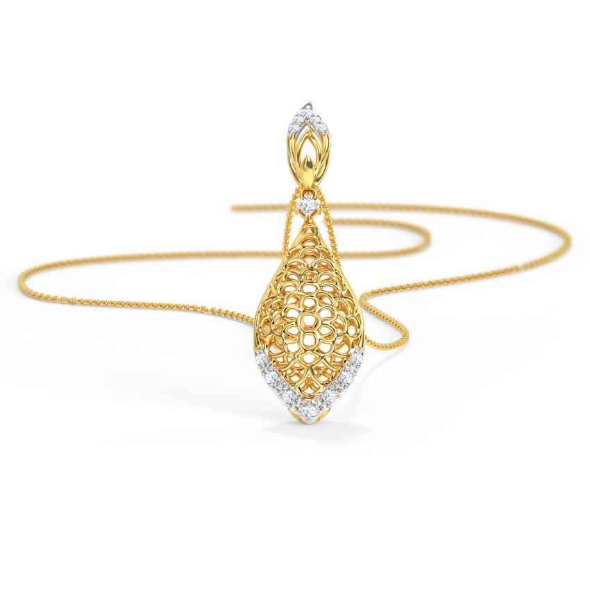 Diamond Pendants 14 Karat Yellow Gold Pyrus Diamond Pendant